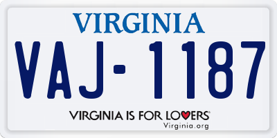 VA license plate VAJ1187