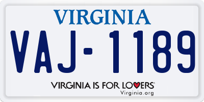 VA license plate VAJ1189