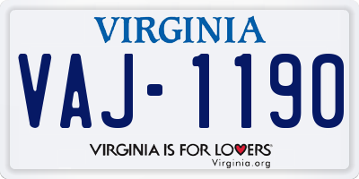 VA license plate VAJ1190