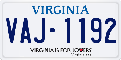 VA license plate VAJ1192