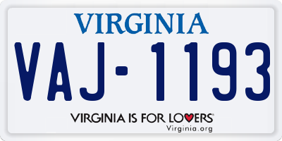 VA license plate VAJ1193