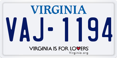 VA license plate VAJ1194