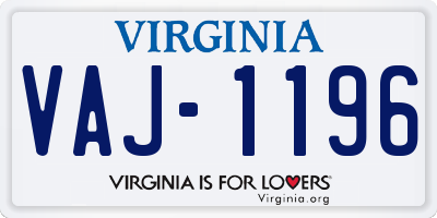 VA license plate VAJ1196