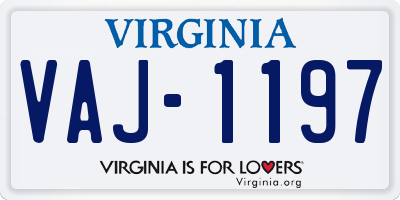 VA license plate VAJ1197