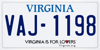 VA license plate VAJ1198