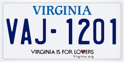 VA license plate VAJ1201