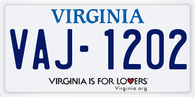 VA license plate VAJ1202