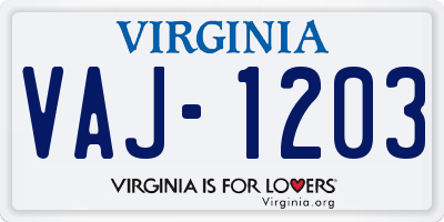 VA license plate VAJ1203
