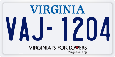 VA license plate VAJ1204