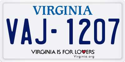 VA license plate VAJ1207