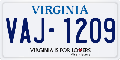 VA license plate VAJ1209