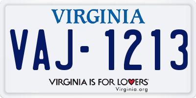 VA license plate VAJ1213