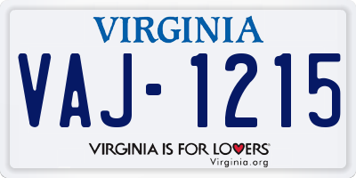 VA license plate VAJ1215