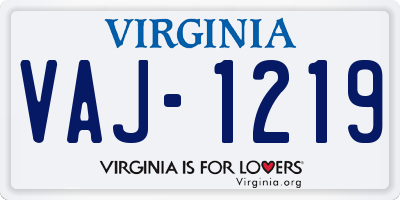 VA license plate VAJ1219