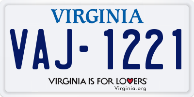 VA license plate VAJ1221