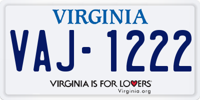 VA license plate VAJ1222