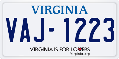 VA license plate VAJ1223