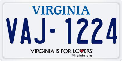 VA license plate VAJ1224
