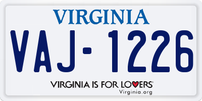 VA license plate VAJ1226