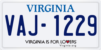 VA license plate VAJ1229