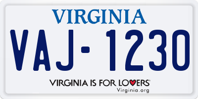 VA license plate VAJ1230