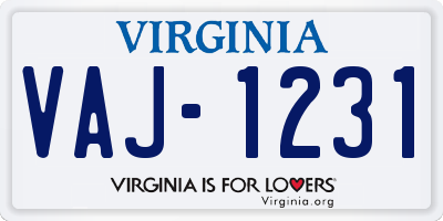 VA license plate VAJ1231