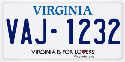 VA license plate VAJ1232