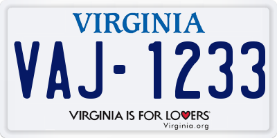 VA license plate VAJ1233