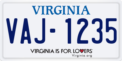 VA license plate VAJ1235