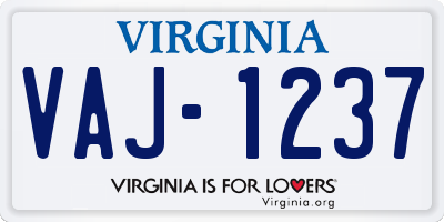 VA license plate VAJ1237