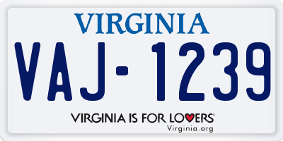 VA license plate VAJ1239