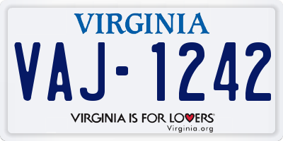 VA license plate VAJ1242