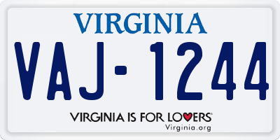 VA license plate VAJ1244