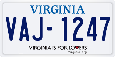 VA license plate VAJ1247