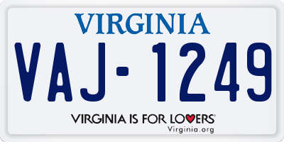 VA license plate VAJ1249