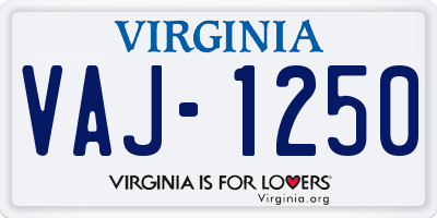 VA license plate VAJ1250