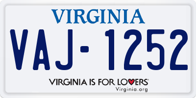 VA license plate VAJ1252