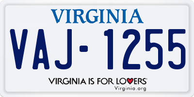 VA license plate VAJ1255