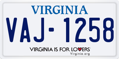 VA license plate VAJ1258