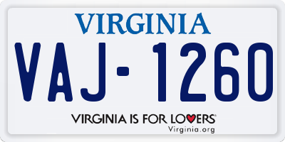 VA license plate VAJ1260