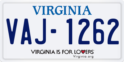 VA license plate VAJ1262
