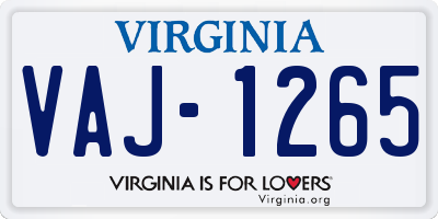 VA license plate VAJ1265