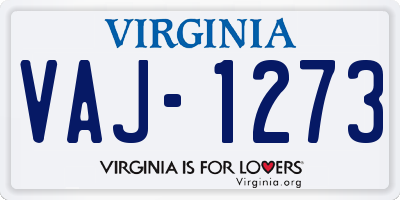 VA license plate VAJ1273