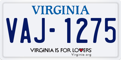 VA license plate VAJ1275