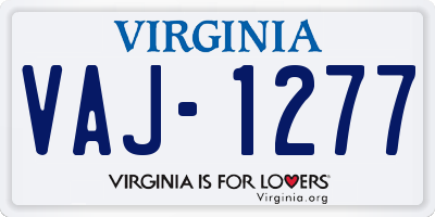 VA license plate VAJ1277