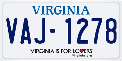 VA license plate VAJ1278