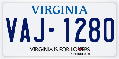 VA license plate VAJ1280