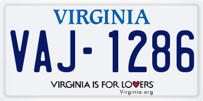 VA license plate VAJ1286