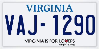 VA license plate VAJ1290