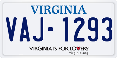 VA license plate VAJ1293